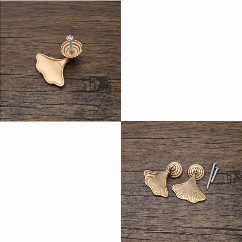 Jindizi Golden Ginkgo Leaf Shape Knob Handles, 6 PCS Drop