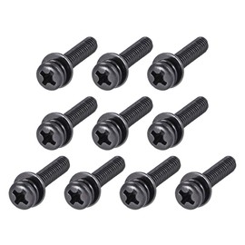 uxcell M4 x 40mm Carbon Steel Phillips Pan Head Machine Screws Bolts Combine with Spring Washer and Plain Washers 10pcs