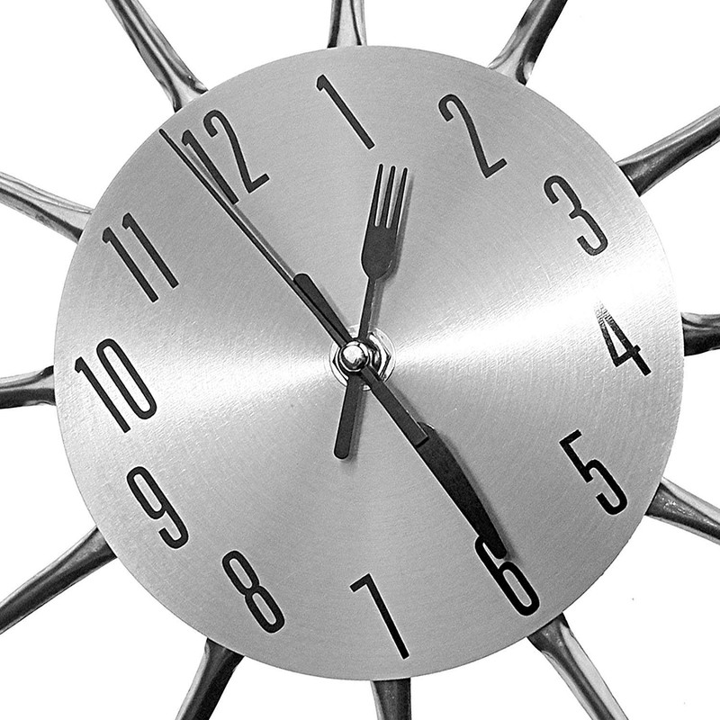 Linian 3D Removable Wall Clock Cutlery Kitchen Spoon Fork Wall