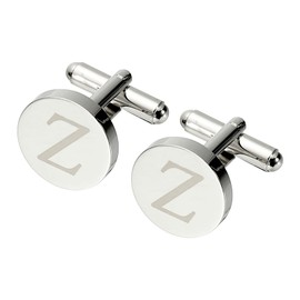 PATIKIL Initial Cufflinks, Classic Alphabet Letter Z Copper Round Men Cuff Links 26 Letters A-Z for Men Father Husband Weddings Gift Business Birthday, Silver