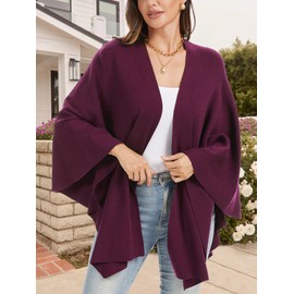 Moss Rose Womens Elegant Shawl Wraps Soft Open Front Poncho Sweater for Spring Fall Winter