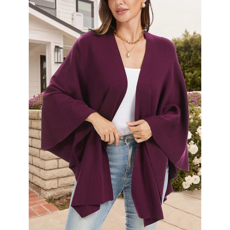 Moss Rose Womens Elegant Shawl Wraps Soft Open Front Poncho