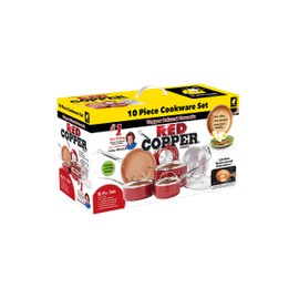 BulbHead Red Copper 10 PC Copper-Infused Ceramic Non-Stick Cookware Set
