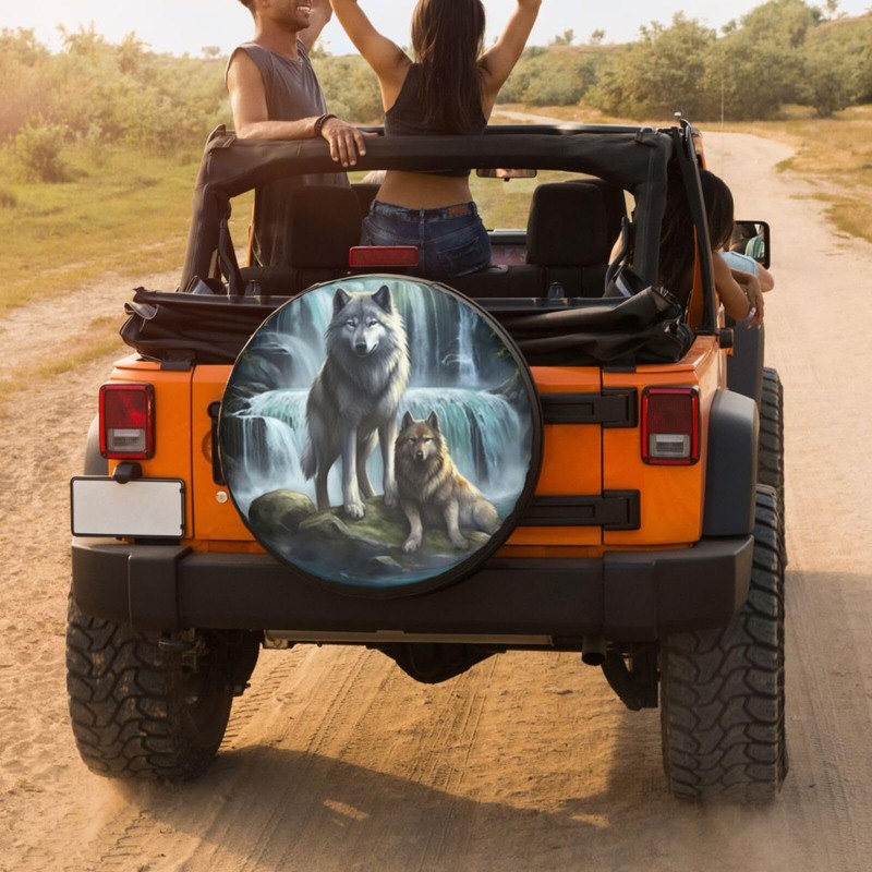 Foruidea 3D Printed Wolf Spare Tire Cover Dust-Proof Wheel Tire