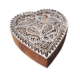 Royal Kraft Designer Print Block Large Heart Pattern Big Wooden Stamp