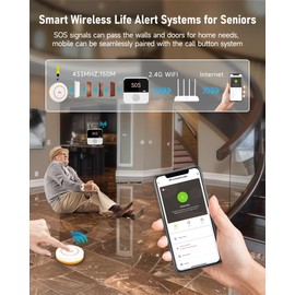PILSAMAS WiFi Caregiver Pager Wireless Call Button with App Alert, Life Alert Systems for Seniors No Monthly Fee- 2 Caregiver Call Button + 1 Wristband Panic Button, Alert Button for Seniors at Home