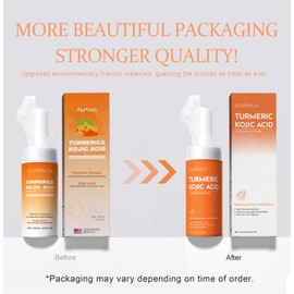 FluMisch Turmeric Kojic Acid Facial Cleanser, Brightening Foaming Face Wash with Soft Massage Heads, Kojic Acid Cleanser Exfoliating, Turmeric Cleansing for Dark Spots 4.23 oz