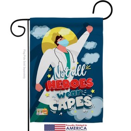 Not All Heroes Garden Flag Set Wall Hanger First Responders EMT Paramedic EMS Nurse Emergency Medical Technician Supoort Small Decorative Gift Yard House Banner Made In USA 13 X 18.5