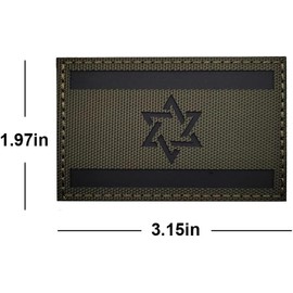 1Pc Green Israel Flag Reflective Patch Tactical Israeli IL Military IR Morale Armband Patches Loop Hook Sew on Badges Applique Shoulder Fastener Backing for Clothing Backpack Coat Vest Trim