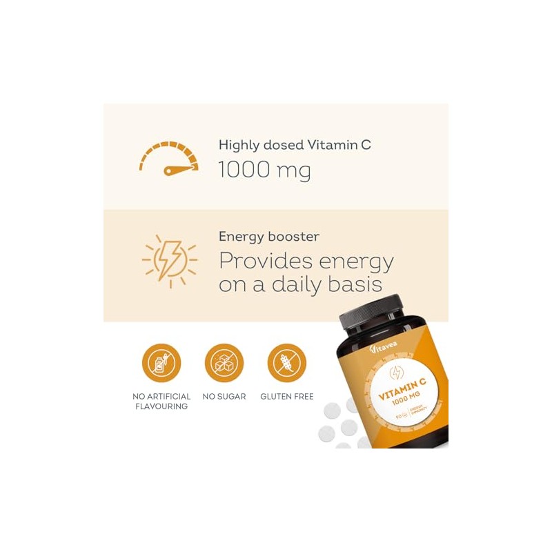Vitamin C 1000mg – High-Strength Chewable Tablets for Energy, Immune