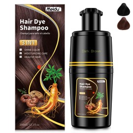 MEIDU Black Hair Dye Shampoo 3 in 1 for Women Men,Hair Color for Women Men (DarkBrown(12.3Fl Oz))