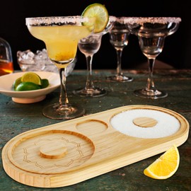 Abizarch Margarita Salt Rimmer Reusable Bamboo Sugar Salt Rimmer with Double Plate Bar Glass Rimmer Salt Box Spice Container Bartender Tool for Cocktail and Margarita(Graphic payment)