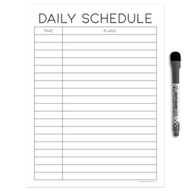 Dry Erase Daily Schedule Planner Sticker Decal by Glassboard Studio | Removable & Reusable | Magnetic Fine-Tip Marker Included (9 x 12 inches, White)