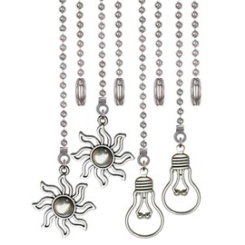 Aiyonoyia 4 Pack Ceiling Fan Pull Chain, 12 Inch Pull Chains Extension Ornaments (Fan and Bulb Pattern)