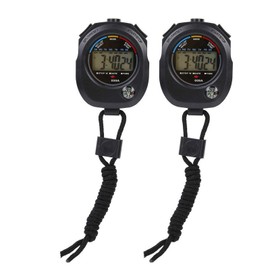 EVTSCAN Multi-Function Electronic Digital Sport Stopwatch Timer, 2 PCS Handheld Digital LCD Stopwatch Timer for Sports/Running/Racing/Swimming