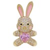 CYPINA Adorable Pink Enamel CZ Bunny Rabbit Brooch Pin with