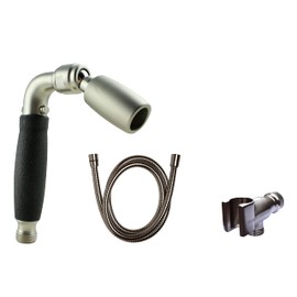 High Sierra Showerheads® - Solid Metal Handheld Shower Head Kit with Slip-Free Grip. Includes All Metal Handheld Shower Head, Trickle Valve, Hose with Silicone Inner Tube, and Holder. 1.25 GPM. Nickel