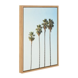 Kate and Laurel Sylvie Four Palm Trees Natural Framed Canvas Wall Art by Simon Te Tai