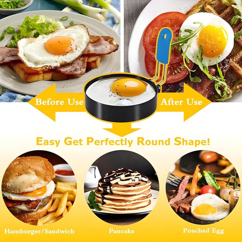 Egg Ring 2-Pack Stainless Steel Egg Rings with Anti-Scald Folding