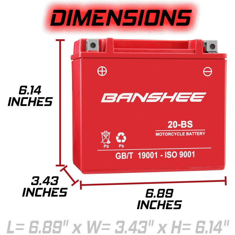 Banshee YTX20-BS AGM Battery – Compatible with Arctic Cat MudPro