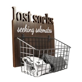 EVA murmure Cutout Letters Lost Socks - Laundry Room Organization, Farmhouse Laundry Room Decor And Accessories Laundry Sign Wall Decor - House Decor, Gifts For Women - 11x12x6inches-brown