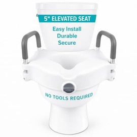 Vive Raised Toilet Seat - 5" Portable, Elevated Toilet Seat Riser & Extender - Elongated and Standard Fit Commode Lifter - Bathroom Safety Extender Assists Disabled, Elderly, Seniors, Handicapped