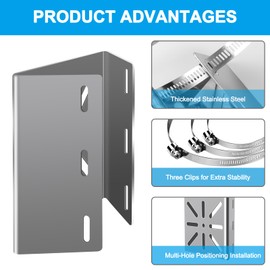 Universal Mount for Surveillance Camera, Metal Mounting Corner Bracket with 3 Adjustable Loop Tube Clamps, Stainless Steel Corner Bracket for Surveillance Camera and CCTV Cameras Outdoor