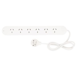HPM 6 Outlet Surge Protected Powerboard White