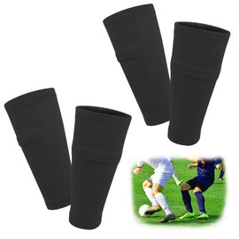FIBOGOUP 2 Pairs of Shin Pads Holders Children Men Socks with Optimised Pocket Football Shin Pads Sleeves Socks Breathable Non-Slip Stable (Size L, 160 + cm)