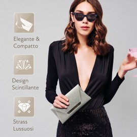 MICHELLE MOON - Elegant Women's Clutch Bag for Weddings, Parties and Events | Clutch Bag with Chain Shoulder Strap, Ideal as an Elegant Ladies Handbag with Glitter or Handbag for Special Occasions,