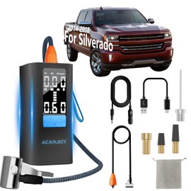 Tire Inflator Portable Air Compressor, Fit for Silverado 2014-2018, 3X Faster Inflation 6000mAh Cordless Air Pump with Auto-Shutoff & LCD Display