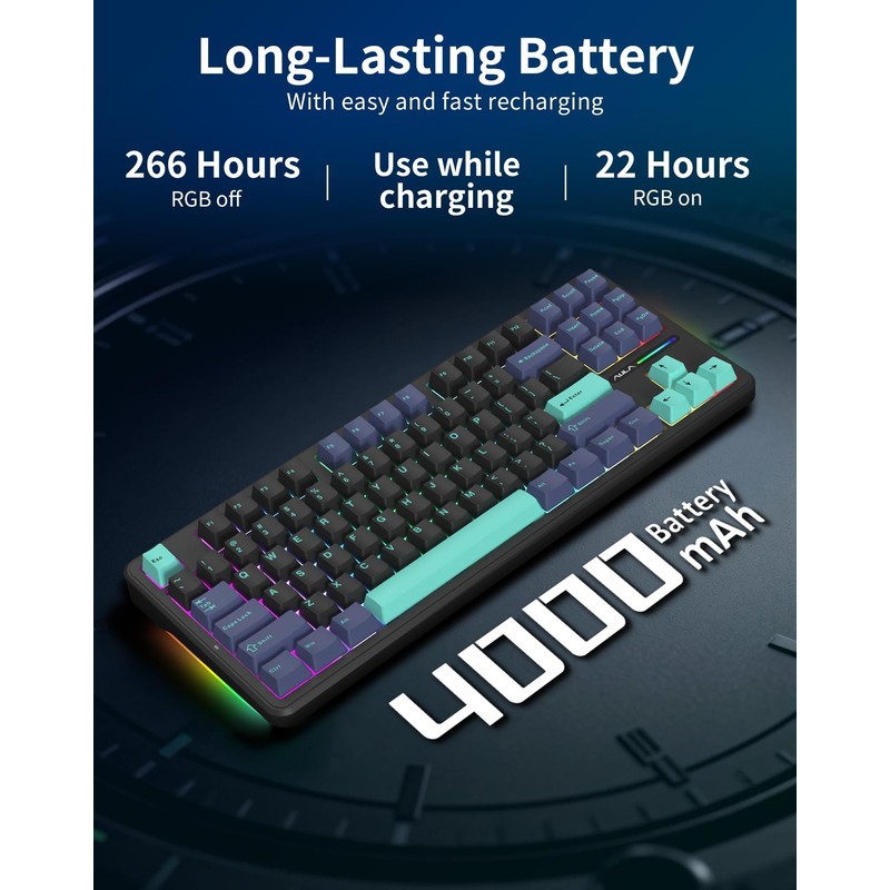 Aula F87 Pro Wireless Mechanical Keyboard, Tri-Mode Bluetooth/2.4GHz/USB-C, 87-Key TKL