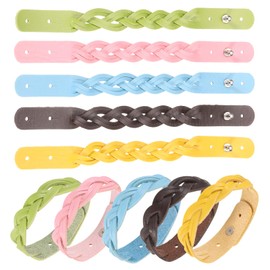 MECCANIXITY 10 Pcs Plain Leather Bracelets All-Braided Leather Snap Bracelets Adjustable Blank Wrist Cuffs DIY Craft Wristbands for Men Women Jewelry Making, Mixed Colors