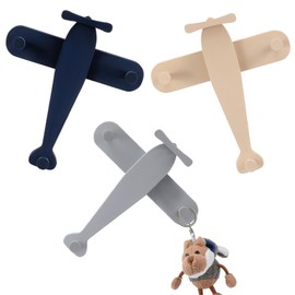 AceOrbit 3 Pack Airplane Shaped Wall Coat Hooks Vintage Nursery Decor Wooden Airplane Decorative Cute Coat Rack Wall Mount for Bedroom Living Room Office Entryway Door Nursery
