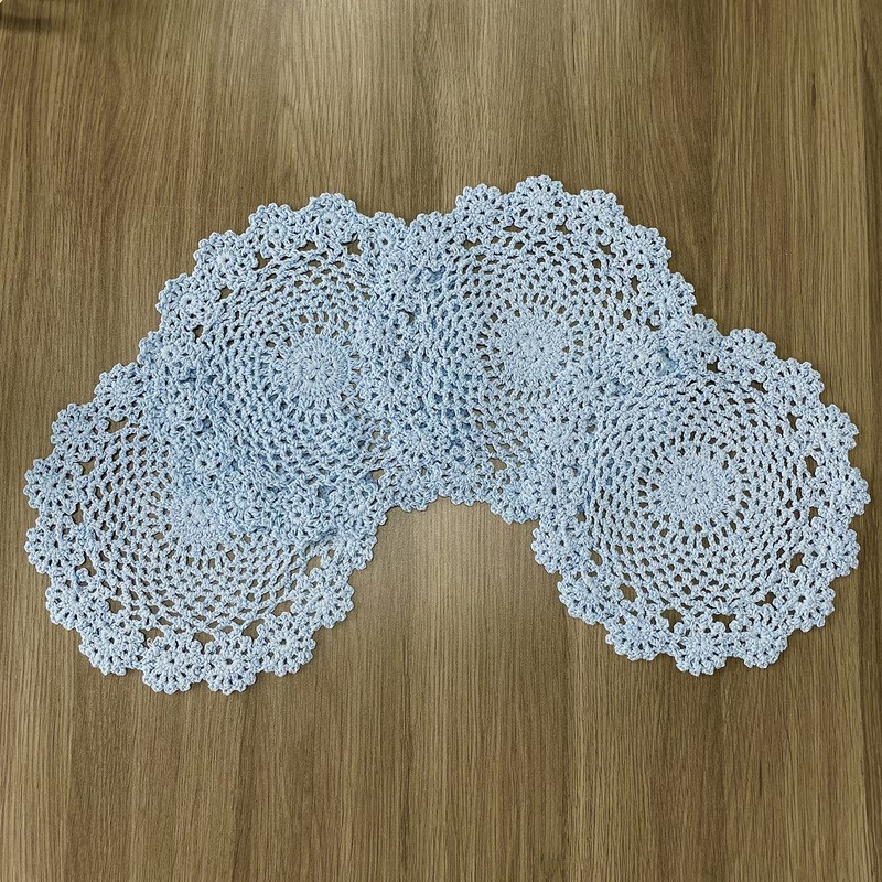 4 PCS Blue 8 Inch Round 100% HANDMADE Crochet Lace