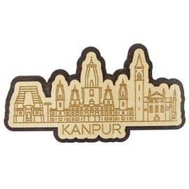 Printtoo Kanpur India Monuments Engraved Wooden Souvenir Fridge Magnet Collectibles Gift