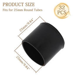 Murtenze 32PCS Round Rubber Furniture Leg Caps, 1"(25mm) Chair Table Leg Covers Floor Protectors, Chair Leg End Caps for Furniture, Chair, Table