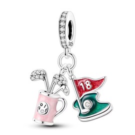 Streetculture Exclusive Elegance for Golf Lovers - Golf Players Golf Ball Golf Club Golf Bag - Charm 925 Silver - Charm Bracelet Pendant Jewellery Accessories Sterling Silver, Sterling Silver, No