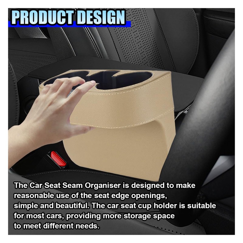 ZIMISI Car Cup Holder, Leather Front Console Gap Filler Organizer
