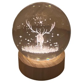 Thorness 3D Crystal Ball Night Light USB Lamp – Ludosphere Reindeer Design, Perfect for Home Décor, Gifts, and Mood Lighting