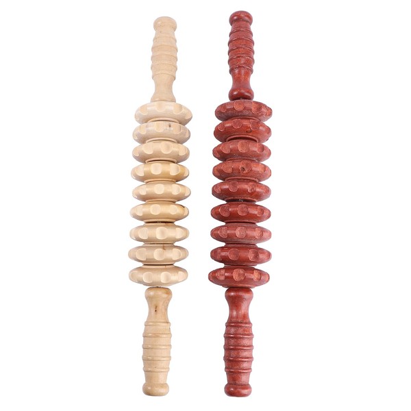 HEALLILY 2pcs Wooden Body Roller Wooden Massage Roller Wood Therapy Massage Tools Handheld Massage Roller for Adult