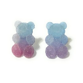 Hypoallergenic Sugar Gummy Bear Stud Earrings on Plastic Posts, Metal Free (Blue)