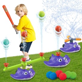 Water Sprinkler Baseball Toy for Kids Yard Outdoor Play,Summer Water Game with 360° Roating Spray Sprinkler Toy for Summer Outside Backyard Fun Garden Lawn Toddlers for Boys Girls Dogs Pets