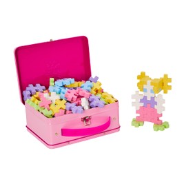 Plus-Plus - Big Pink Metal Case - 70 Pieces - Creative Building and Construction Set - Mix of Pastel Colors in a Box - Kids 1 to 6 Years - P3275