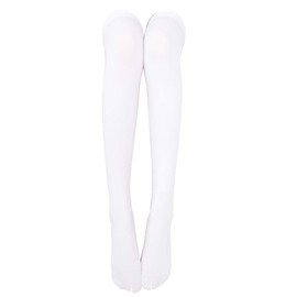 Pursuestar White Cotton Casual Sandal Split V Two Toe Tabi Flip Flops Boot Socks 68cm Long Over Knee High Stockings for Women Girl