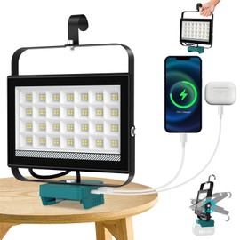 T-SUN LED Construction Spotlight for Makita 18 V, 100 W Wireless LED Work Light, 5000 lm, Portable Construction Site Lamp with 2 Brightness Modes, for Car Repair, Home Lighting, Camping, Garage