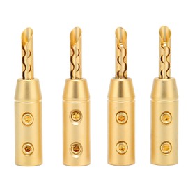 4pcs BFA Banana Plug Brass Gold Plated Open Screw Speaker Wire Connectors for 7mm Cable Diameter