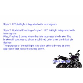 Fit For Yamaha 2015-2017 FJ09; 2016-2020 MTN1000 FZ-10；2014-2016 FZ09；2014-2016 MT-09； Rear Lamp Brake Tail Light with Integrated Turn Signal Indicators (Smoke, Style2 LED Flash)