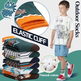 Welwoos Boys Kids Socks Crazy Fun Novelty Funny Cotton Crew Children Teenage Boys Gift Stocking Stuffers Socks 6 Pairs(Fun Dinosaur,3-5Y)