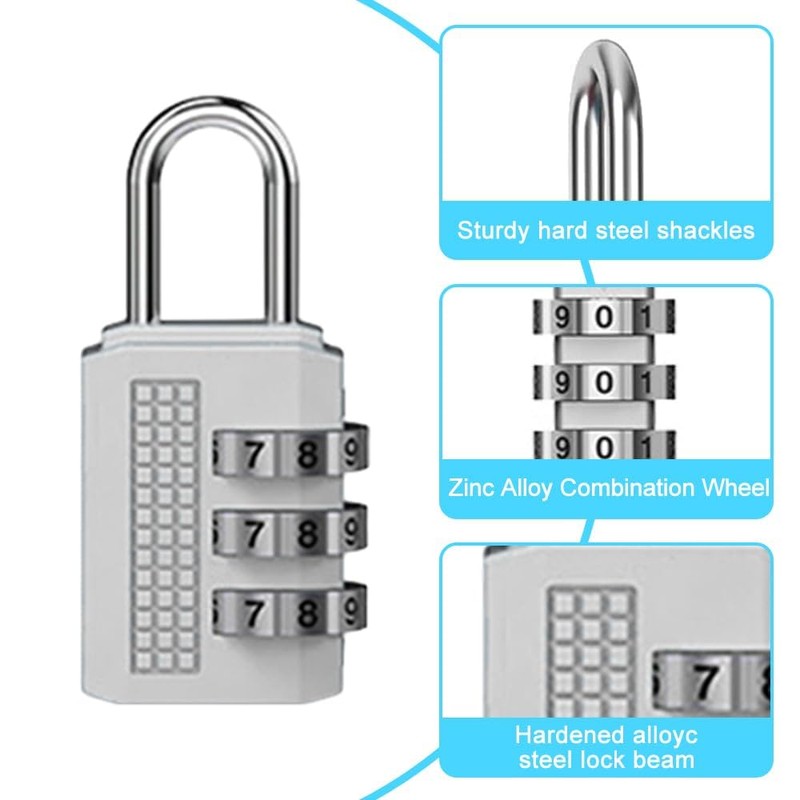 Udbrud Combination Lock, Pack of 6 3 Digit Combination Lock,